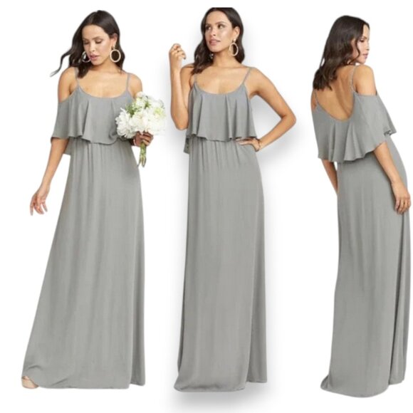 Show Me Your MuMu Gray Caitlin Ruffle Maxi Dress Size XS - Picture 14 of 15